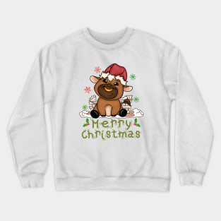 Cute Cow Merry Christmas Xmas Matching HO HO HO Crewneck Sweatshirt